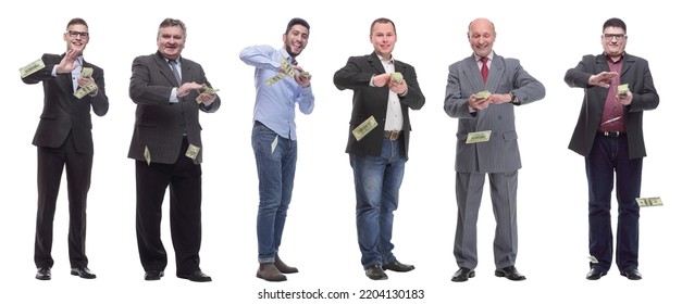 Group Of Successful People Holding Money In Hand Isolated