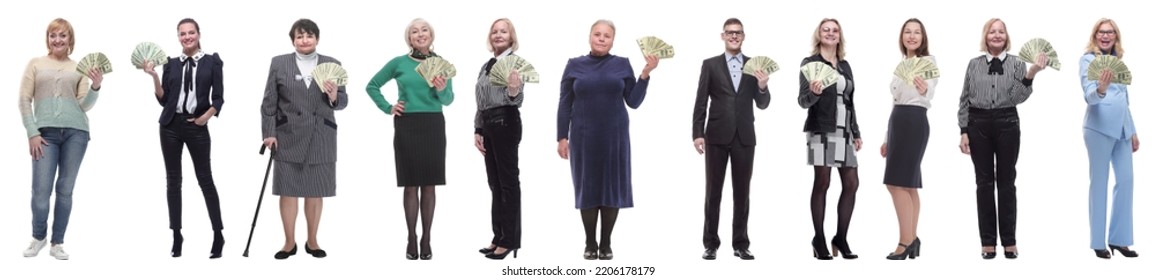 Group Of Successful People Holding Money In Hand