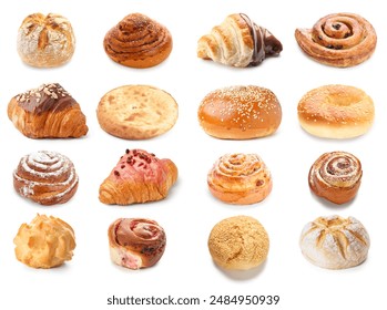 Group of tasty bakery products on white background - Powered by Shutterstock