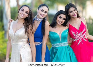 A Group Of Teenage Girls Going To Their Prom Dance 