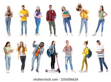 Group of teenagers on white background - Powered by Shutterstock