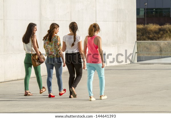 Group Teenagers Walking On Street Stock Photo (Edit Now) 144641393