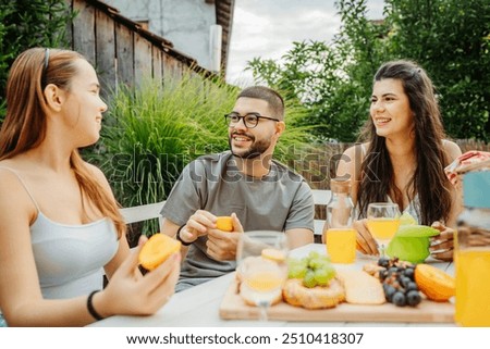 Similar – Infused fruit water cocktails and people talking in background