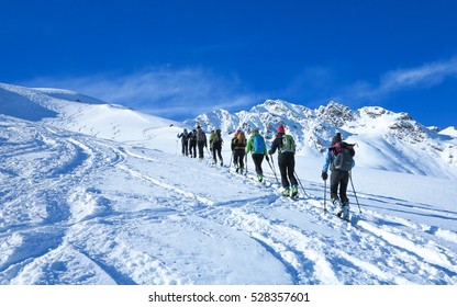 Group Of Touring Skiers