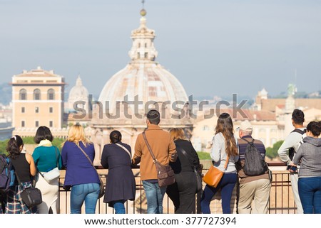 Group of tourist in Rome, Italy.