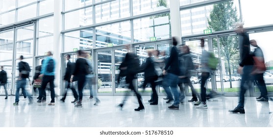 Group Of Unrecognizable Business Exhibition Visitors