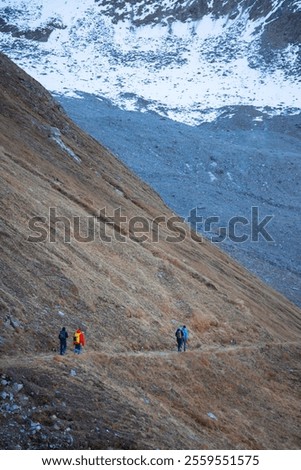 Foto Bild Unbekannter Wanderer geht im Wald spazieren