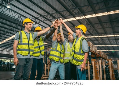 Group of various national engineer professional successful team corporate workers standing in factory, teamwork technician inspector of manufacturing industry workplace, foreman occupation job - Powered by Shutterstock