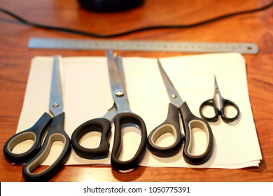 Group of various scissors.