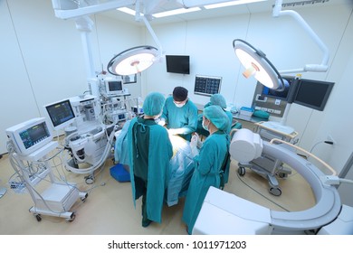 Group Of Veterinarian Surgery In Operation Room