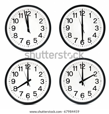 Group of wall clocks isolated