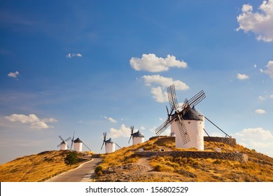 Group of windmills in Campo de Criptana. La Mancha, Spain  