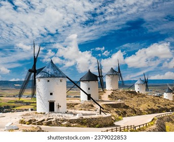 Group of windmills in Campo de Criptana. La Mancha, Spain