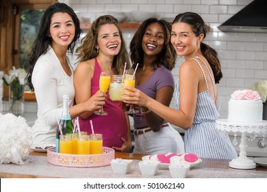 Group Of Women Friends Celebrating Life Love Happiness Friendship With Cocktails Mimosa Brunch