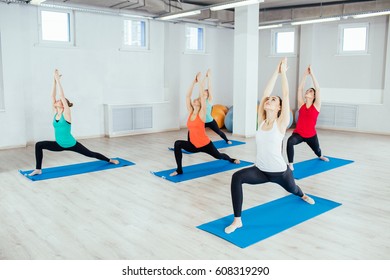 Group Women Practicing Yoga Exercises Studio Stock Photo 608319290 ...