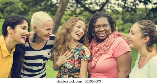 Group Of Women Socialize Teamwork Happiness Concept