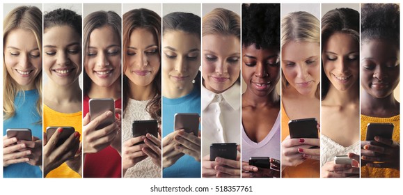 Group Of Women Use The Smart Phone