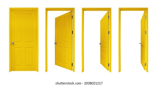 Group of wooden doors isolated on white background - Shutterstock ID 2038021217