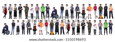 Group of working people in front of a white background