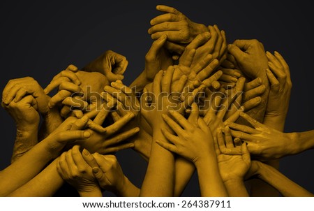 Group of yellow hands