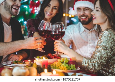 Four Friends Enjoying Dinner Drinks Restaurant Stock Photo 517510216 ...