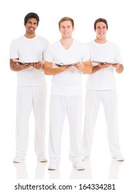 Group Of Young Church Choir Singers Isolated On White