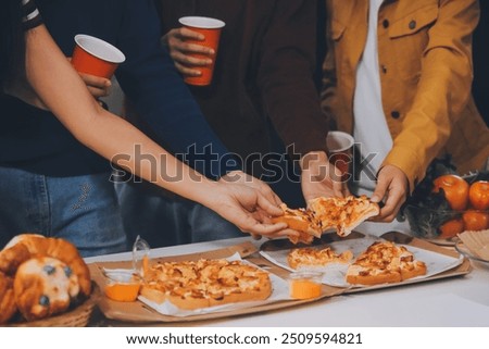 Similar – Mann hält Hot Dog im Barbecue mit Freunden.