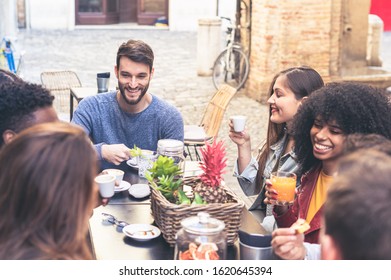 Group Young Multiracial People Having Breakfast Stock Photo 1620645394 ...