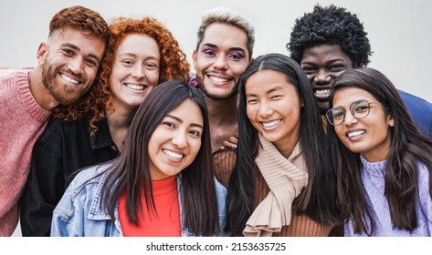 Group of young multiracial people smiling on camera - Friendship and diversity concept - Shutterstock ID 2153635725