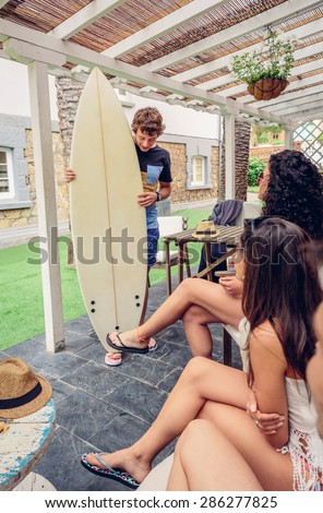 Similar – Beautiful women having fun in a surf class