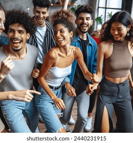 A group of young people at a party are dancing Racquetball