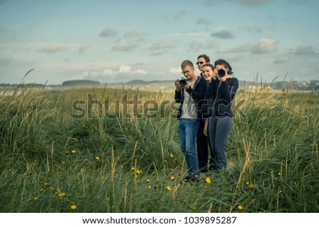 Image, Stock Photo Young couple taking a walk near the coast