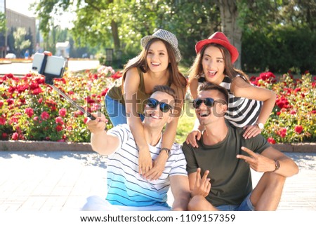 Similar – Image, Stock Photo Young people having fun in summer party outdoors