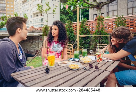 Group of people having fun in a summer day