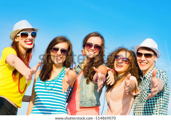 Group Young People Wearing Sunglasses Hats Stock Photo Edit Now 514869070 Do people in your country like to wear sunglasses? shutterstock