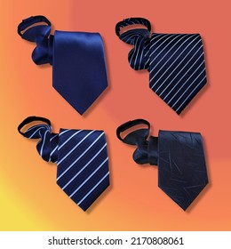 A Group Of Zipper Neckties  Separated With Different Pattern On Color Gradient Background 