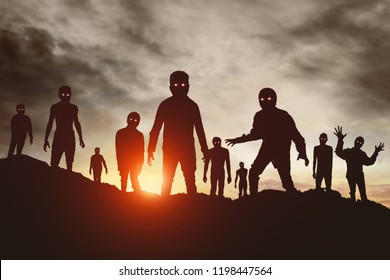 Group Of Zombies Silhouette