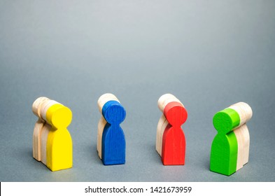Groups of multicolored wooden people. The concept of market segmentation. Customer relationship management. Target audience, customer care. Groups of buyers. Targeting. Segments - Shutterstock ID 1421673959
