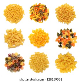 groups of  pasta on white background - Powered by Shutterstock