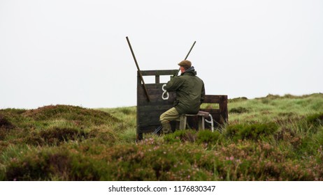 Grouse Shooting Man In Hide Hunting