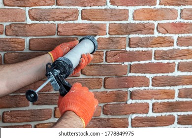 Grouting Decorative Gypsum Brick With White Cement Grout.