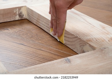 Grouting Sanding Doors With Sandpaper, 
Door Restoration.
