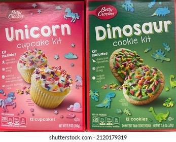 Grovetown, Ga USA - 01 01 22: Cake Mixes On A Retail Store Shelf Betty Crocker Unicorn Cake Mix