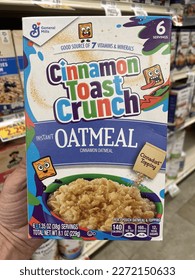 Grovetown Ga USA - 01 24 23: Grocery store Quaker box oatmeal cinnamon toast crunch - Shutterstock ID 2272150633