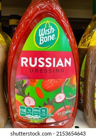 Grovetown, Ga USA - 03 09 22: Retail Store Wishbone Salad Dressing Russian