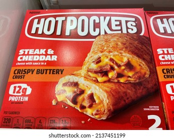 Grovetown, Ga USA - 03 19 22: Retail Store Display Hot Pockets Looking Up