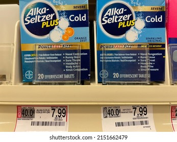 Grovetown, Ga USA - 04 15 22: Retail Store Alka Seltzer And Price Tags