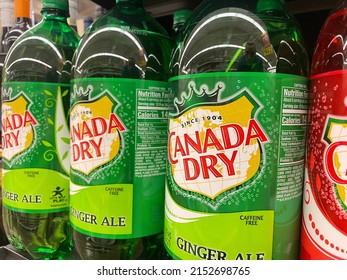 Grovetown, Ga USA - 04 15 22: Retail Store Shelves Canada Dry Gingerale 2ltr