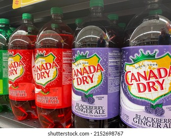 Grovetown, Ga USA - 04 15 22: Retail Store Shelves Canada Dry Variety 2 Liters