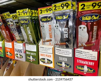 Grovetown, Ga USA - 05 18 22: Colorful Blunt Wraps Packages Retail Store White Owl